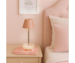 Lighting Collection Women's Rechargeable Pink Storage Table Lamp in Baby Pink Lighting Collection Baby Pink