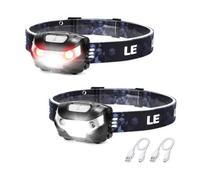 LE Head Torch Rechargeable, [2 Pack] Super Bright LED Headlamp Waterproof with 5 Lighting Modes, 30H Runtime, Red Warning Lights for Running Hiking Dog Walking, Lightweight Headlight for Kids Adults