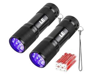 Lighting EVER Lepro LE UV Torch, 9 LED 395nm Ultraviolet Flashlight, Blacklight Detector for Pet Urine, Stain, Bed Bugs and More, 6 AAA Batteries Included