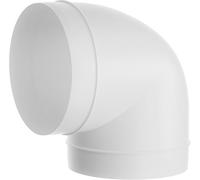 Lighting Locations 90 Degree Elbow Bend, 150mm 6" Round Plastic Ducting Joint for Duct Pipe or Flexible Hose, White PVC.