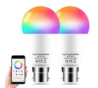 Lighting master Alexa Light Bulbs 12W 1280LM, Bluetooth Smart Bulb Colour Changing, 16 Million RGB Colours + Warm to Daylight White Dimmable, B22 Bayonet Led Bulbs by APP and Voice Control (2 Pack)