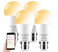 Lighting master Alexa Light Bulbs 12W, Bluetooth Smart Bulb Warm White to Daylight Adjustable，B22 Bayonet Light Bulb with APP and Voice Control for Bedroom Kitchen Living Room (4 Packs)