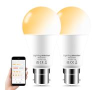 Lighting master Smart Bulb Compatible with Alexa Light Bulbs，12W Bayonet | Warm White to Daylight Adjustable APP Control，LED B22 with Voice Control(Echo Device Required) for Bedroom Living Room，2 Pack