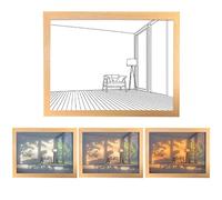 Lighting Painting Decoration, 3 Colors LED Lights Painting Wall Decor, Experience Light and Shadow The Art of Picture Frame, Bedside Lamp Creative Night Light for Home Bedroom Living Room (C)