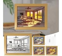 Lighting Painting Decoration, LED Night Light Photo Frame with 3 Color Modes 11 Brightness Levels USB Powered, Creative Light and Shadow Art Display Frame for Living Room Bedroom Wall Decor