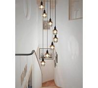 Lighting Retro Multi Glass Balls Stairwell Chandelier Spiral Modern Pendant Lights for Villa Chandelier Duplex Stairwell Long Chandelier E27 LED