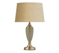 Lighting Supermarket Bailey Large Sage Green & Antique Brass Table Lamp with Linen Shade (Beige Linen Shade)