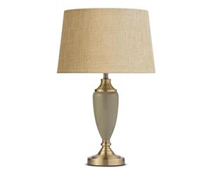 Lighting Supermarket Bailey Large Sage Green & Antique Brass Table Lamp with Linen Shade (Beige Linen Shade)