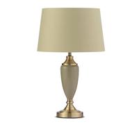 Lighting Supermarket Bailey Large Sage Green & Antique Brass Table Lamp with Linen Shade (Green/Gold Lined Shade)