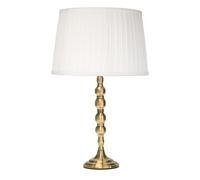 Lighting Supermarket Bergen Slimline Antique Brass Candlestick Table Lamp (Ivory Pleated Shade)