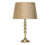 Lighting Supermarket Bergen Slimline Antique Brass Candlestick Table Lamp With Charcoal Gold Linen Shade