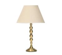 Lighting Supermarket Bergen Slimline Antique Brass Candlestick Table Lamp With Coolie Linen Shade