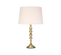 Lighting Supermarket Bergen Slimline Antique Brass Candlestick Table Lamp With Ivory Linen Shade
