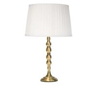 Lighting Supermarket Bergen Slimline Antique Brass Candlestick Table Lamp With Ivory Pleated Shade