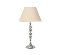 Lighting Supermarket Bergen Slimline Silver Chrome Candlestick Table Lamp With Coolie Linen Shade