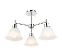 Lighting Supermarket Corsica Modern Ceiling Light - Silver, 3 Lights, Living Room & Dining Room, Satin Silver & Alabaster Style Glass