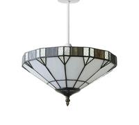 Lighting Supermarket Cream Stained Glass Uplighter - Tiffany Style Pendant Light Shade
