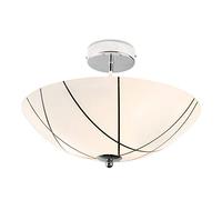 Lighting Supermarket Crosbie Semi-Flush Glass Ceiling Uplighter - 2 Light - White/Black/Chrome