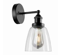 Lighting Supermarket Echo Black Unswitched Modern Industrial Wall Light - Clear Glass Shade
