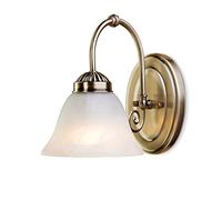 Lighting Supermarket Elegant Diner Downlighter Wall Light/Dining Room/Living Room - Antique Brass - Alabaster Glass Shade