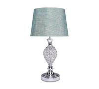 Lighting Supermarket Hannah Luxury Elegant Chrome & Crystal Table Lamp with Blue Gold Shade