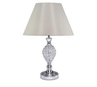 Lighting Supermarket Hannah Luxury Elegant Chrome & Crystal Table Lamp with Shiny Grey Empire Shade