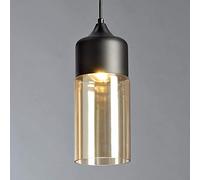 Lighting Supermarket Harmony Matt Black Modern Designer Ceiling Pendant with Amber Glass Shade