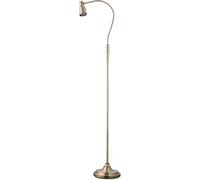 Lighting Supermarket Heavyweight Modern Antique Brass Reading Floor Lamp - Adjustable Gooseneck with 9W LED Daylight Bulb