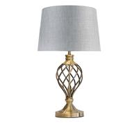 Lighting Supermarket Hepburn Large Barley Twist Table Lamp Antique Brass (Grey Linen)
