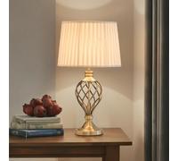 Lighting Supermarket Hepburn Large Barley Twist Table Lamp Antique Brass With Ivory Pleated Shade 61Cm