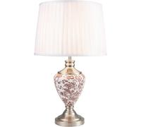 Lighting Supermarket Hepburn Large Ceramic Table Lamp Ivory Pleated Shade Red Printed Finish 58Cm