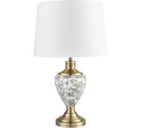 Lighting Supermarket Hepburn Large Ceramic Table Lamp White Gold Shade Gold Printed Finish 58Cm
