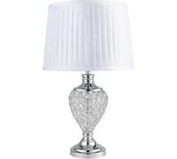 Lighting Supermarket Hepburn Large Crystal Glass Table Lamp With Matching Ivory Pleat Shade - Silver 58Cm