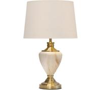 Lighting Supermarket Hepburn Large Marble Effect Table Lamp With Cream Pleat Shade - Cream & Gold 61Cm