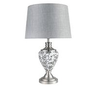 Lighting Supermarket Hepburn Large Printed Ceramic Table Lamp with Matching Shade - Black Print & Silver