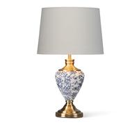 Lighting Supermarket Hepburn Large Table Lamp with White Gold Shade - Modern White, Blue & Antique Brass