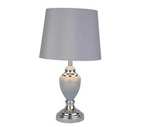 Lighting Supermarket Hepburn Small Ceramic Table Lamp with Matching Shade - Modern Grey & Silver