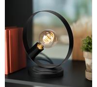 Lighting Supermarket Hoople Modern Matt Black Industrial Hoop Table Lamp - Sleek Modern Design for Living Room & Bedroom