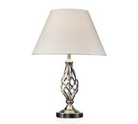 Lighting Supermarket Kingswood Barley Twist Traditional Table Lamp & Shade - Satin Silver