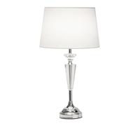 Lighting Supermarket Kwartz Modern Faceted Glass Crystal Chrome Table Lamp with Ivory Linen Shade