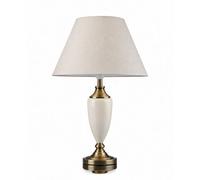 Lighting Supermarket Large Malham Cream Ceramic And Antique Brass Traditional / Classic Table Lamp