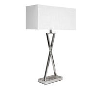 Lighting Supermarket Large X Style Modern Rectangle Statement Table Lamp with Ivory White Shade - Silver