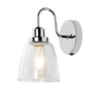 Lighting Supermarket Leeto Modern Mirrored Chrome Switched Wall Light with Glass Shade