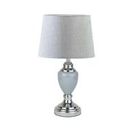 Lighting Supermarket Malham Grey Ceramic Table Lamp With Matching Drum Shade - Modern Grey & Silver