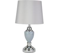 Lighting Supermarket Malham Small Classic Ceramic Table Lamp Modern Grey Finish And Grey Silver Shade 45Cm