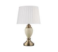 Lighting Supermarket Malham Small Touch Control Table Lamp With Ivory Pleated Shade - Cream & Brass