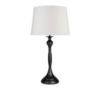 Lighting Supermarket Messini Large Black Elegant Candlestick Table Lamp With Ivory Linen Shade