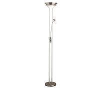 Lighting Supermarket Mother and Child Floor Lamp - Uplighter & Adjustable Reading Lamp - Satin Silver - Complete with LED Bulbs