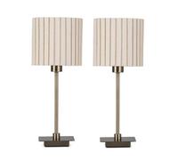 Lighting Supermarket (Pair)Darwen Square Stick Antique Brass Table Lamp With Natural Hard Pleat Shade