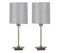 Lighting Supermarket (Pair) Darwen Square Stick Antique Brass With Grey Linen Shade